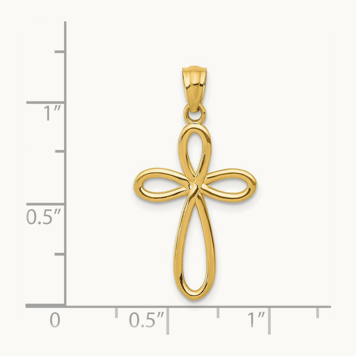 Ribbon Cross Pendant, 14K Yellow Gold