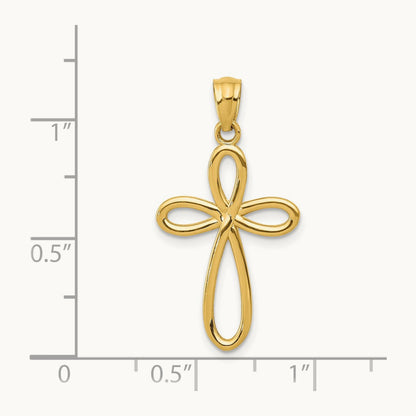 Ribbon Cross Pendant, 14K Yellow Gold
