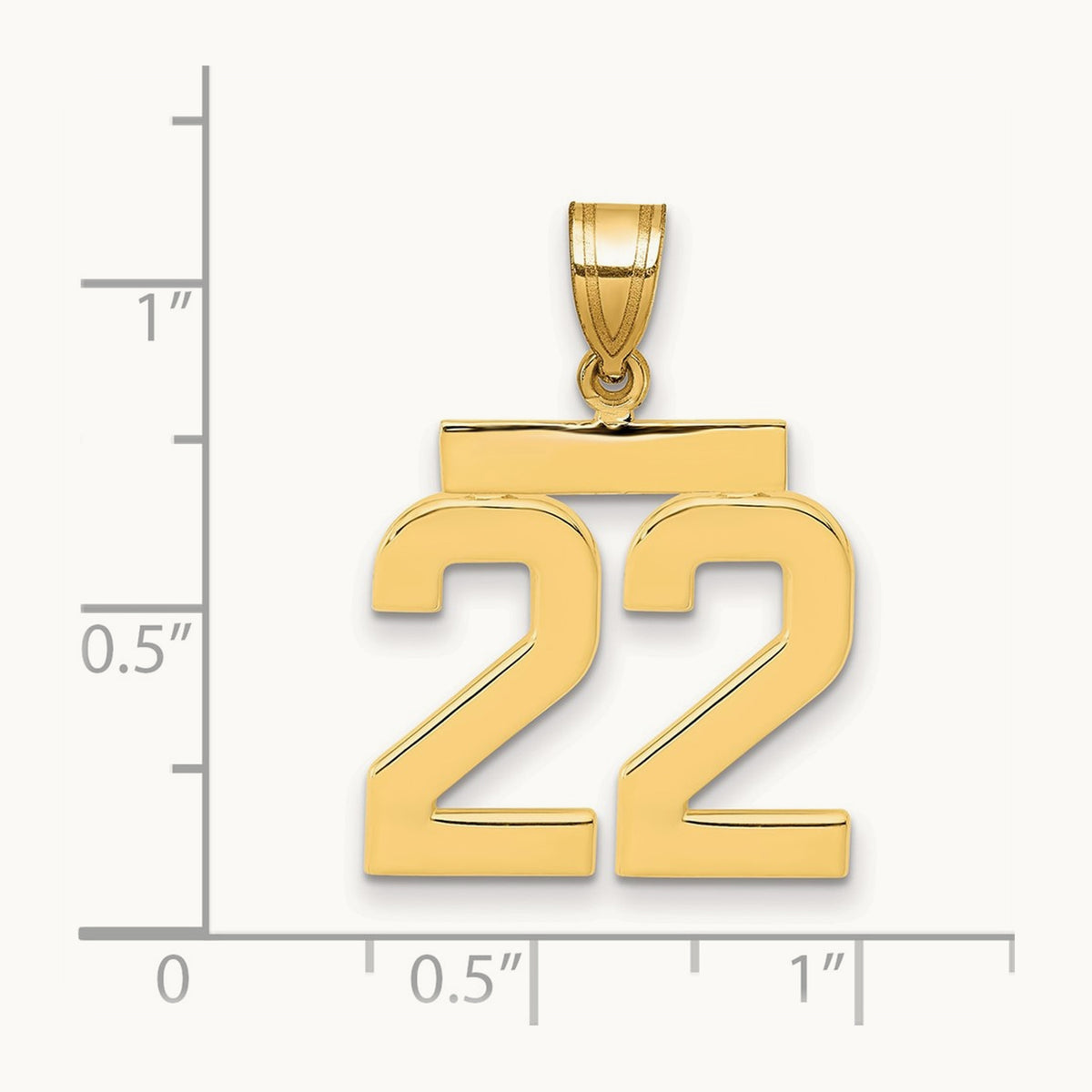 Medium Polished Number 22 Charm, 14K