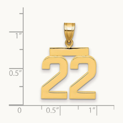 Medium Polished Number 22 Charm, 14K