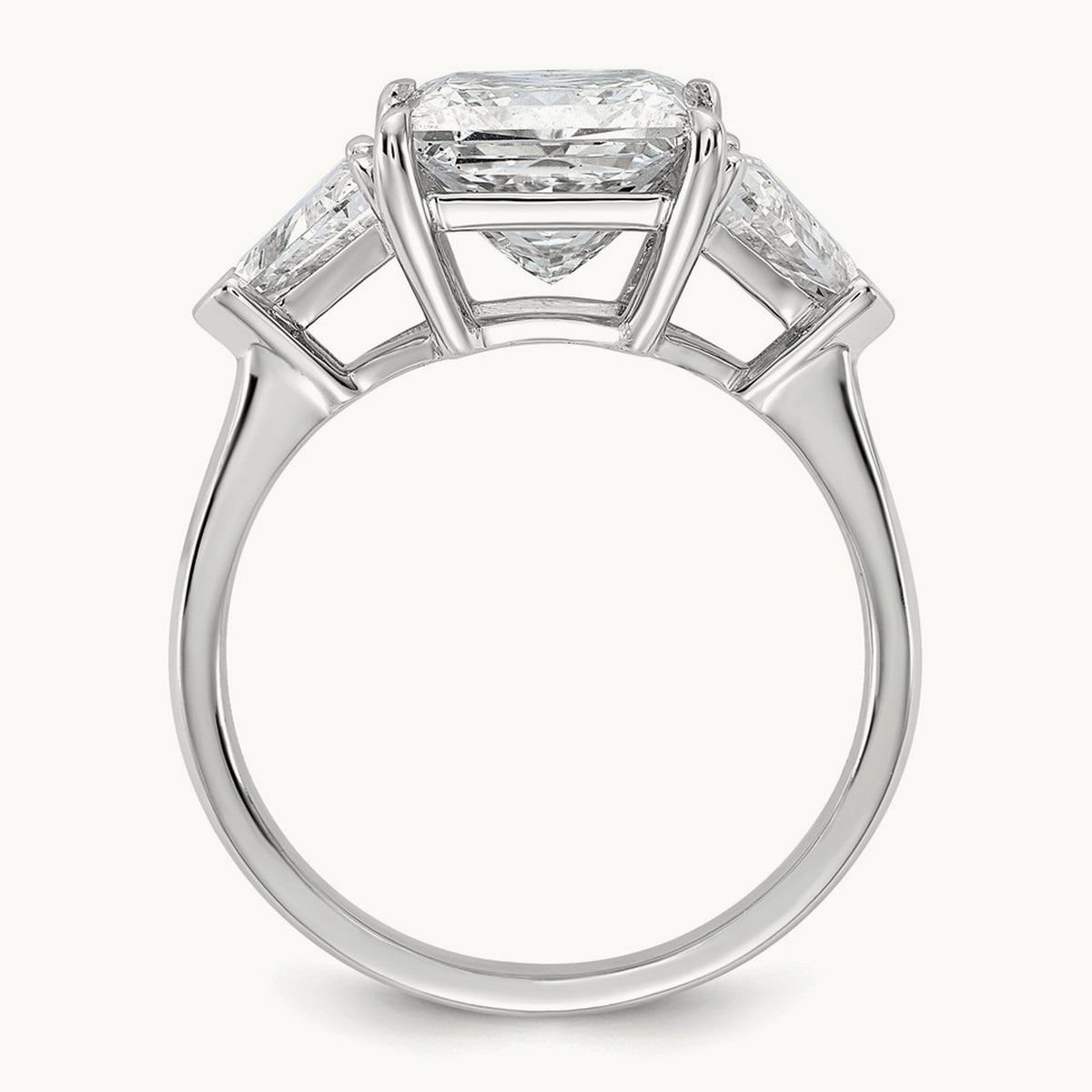 Princess/Trillion Engagement Ring, 1.50-4.00 ct tw Lab-Grown Diamond — 4 1/8 ct, 14K White Gold