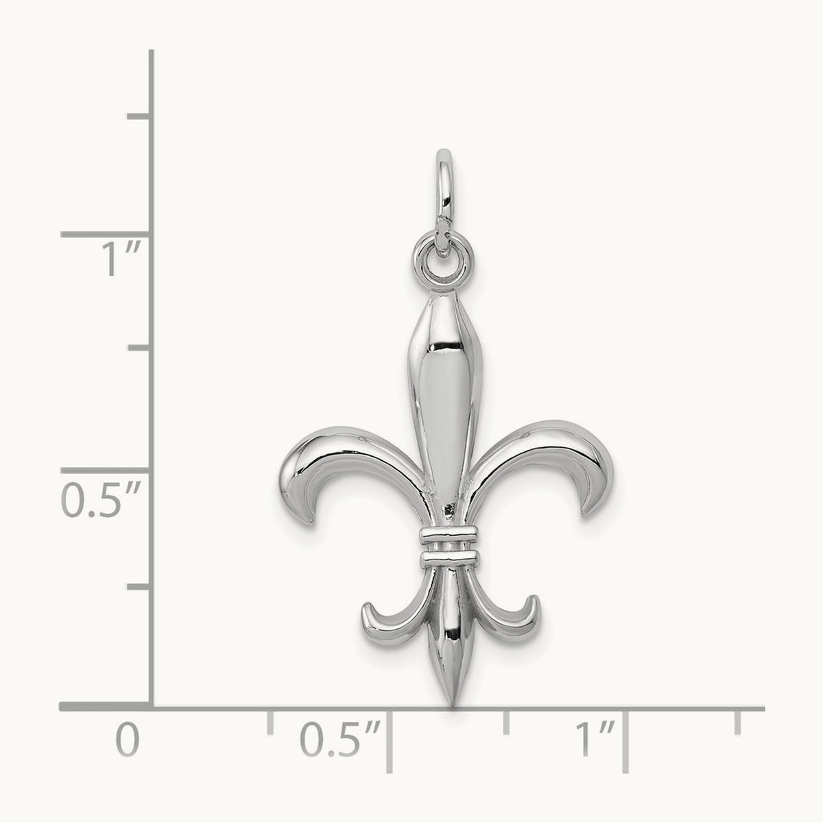 Hollow Fleur De Lis Charm — 14K White Gold