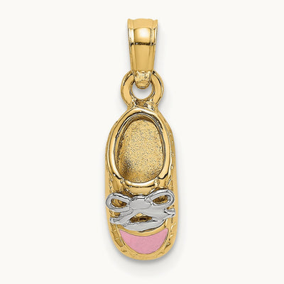 & 3-D Enamel Baby Shoe Charm — 14K Two-Tone Gold, 14.7mm