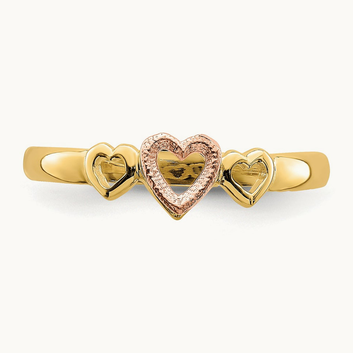Hearts Ring, 14K Rose with Yellow Gold