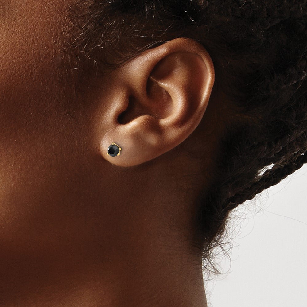 Black Diamond Stud Earrings — 14K Yellow Gold, 5mm, 0.8 ct