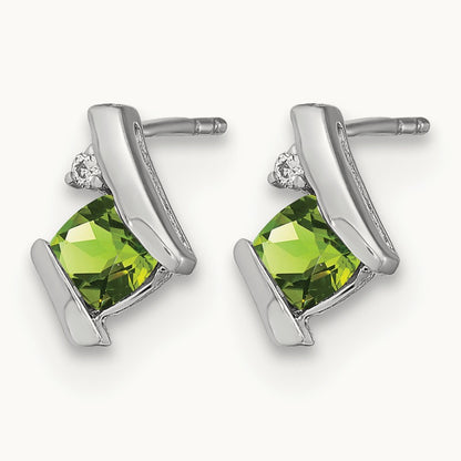 Cushion Peridot and Diamond Earrings — photo set