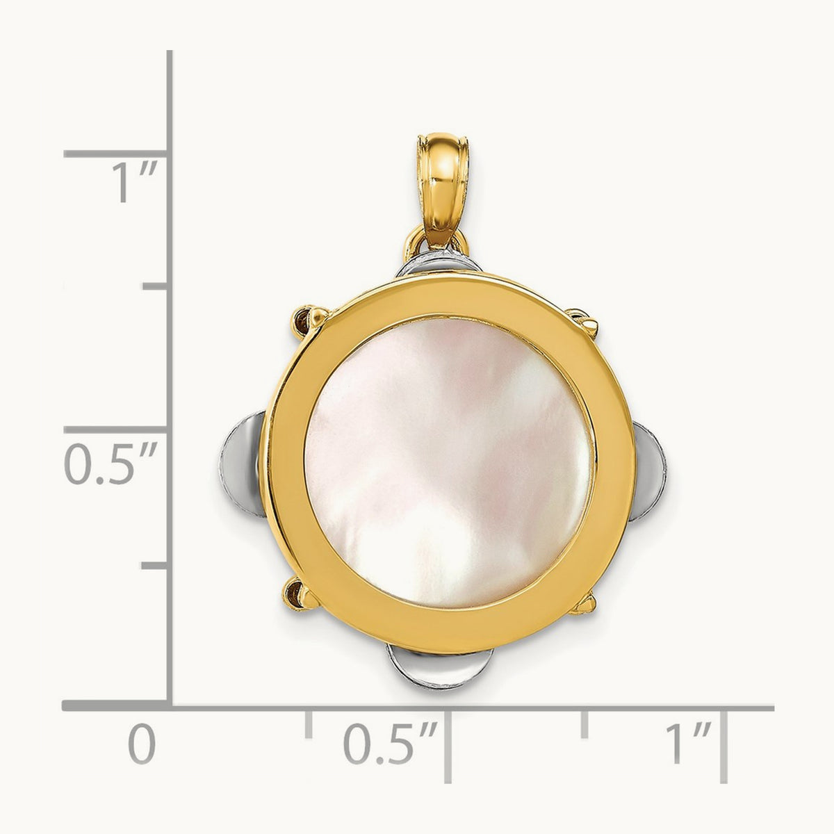 3-D Moveable Tambourine w/Mother of Pearl Charm, 14K Two-tone
