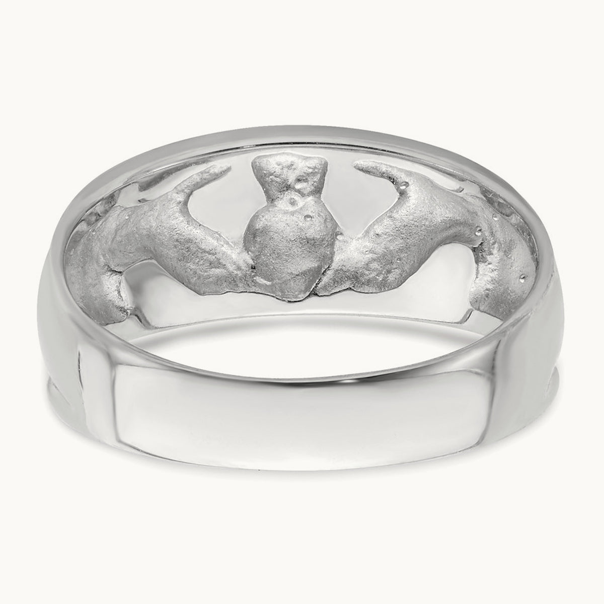 Women's Claddagh Band — 14K White Gold