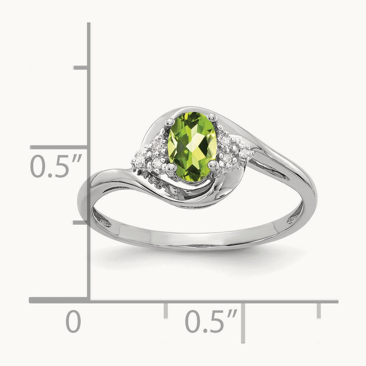 Peridot and Diamond Ring, 14K White Gold