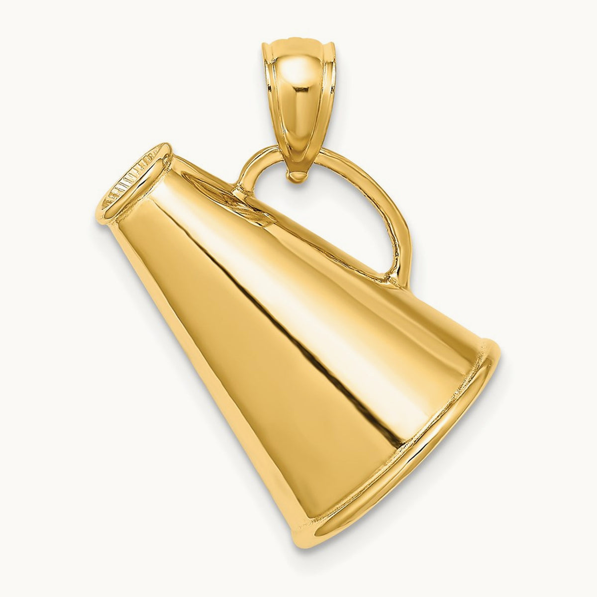 Solid Polished 3-D Large Megaphone Charm, 14K