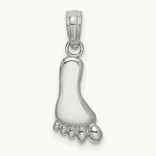 Polished Foot Charm, 14K White Gold