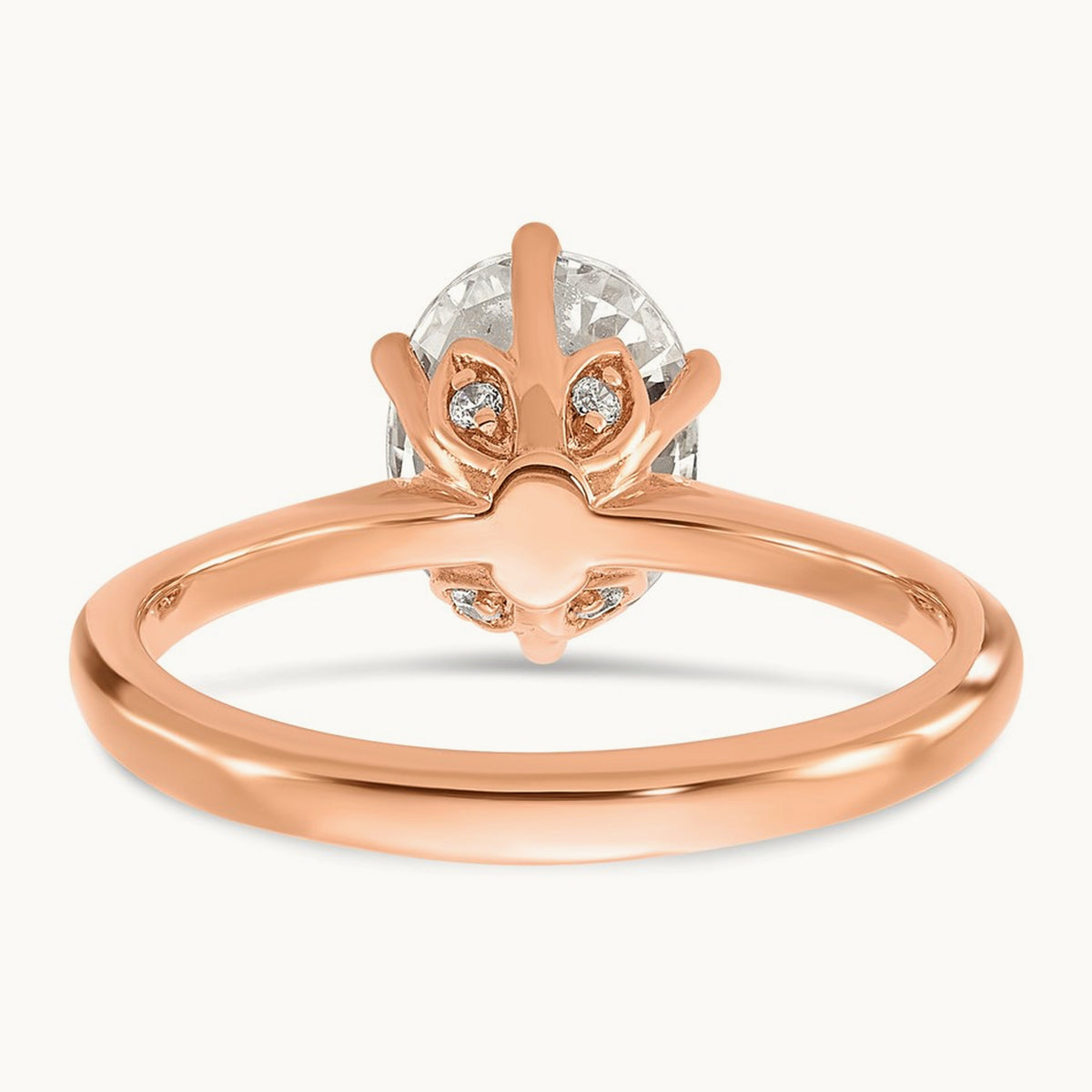 Polish 1 1/2ct Oval Leaf Design Semi-Mount Dia Ring, 14K Rose