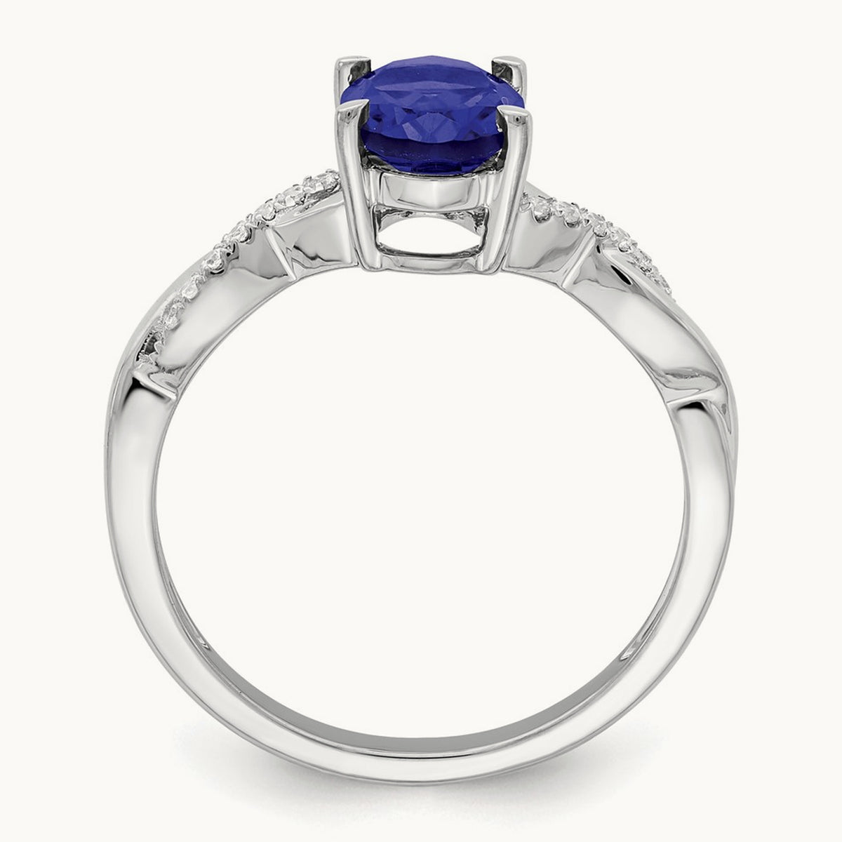 Oval Sapphire and Diamond Ring, 14K White Gold