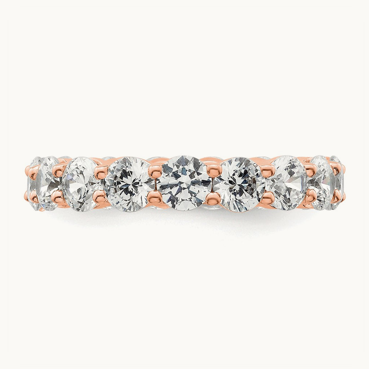 Polished Shared Prong Diamond Eternity Band, 3.00 ct tw — 14K Rose Gold