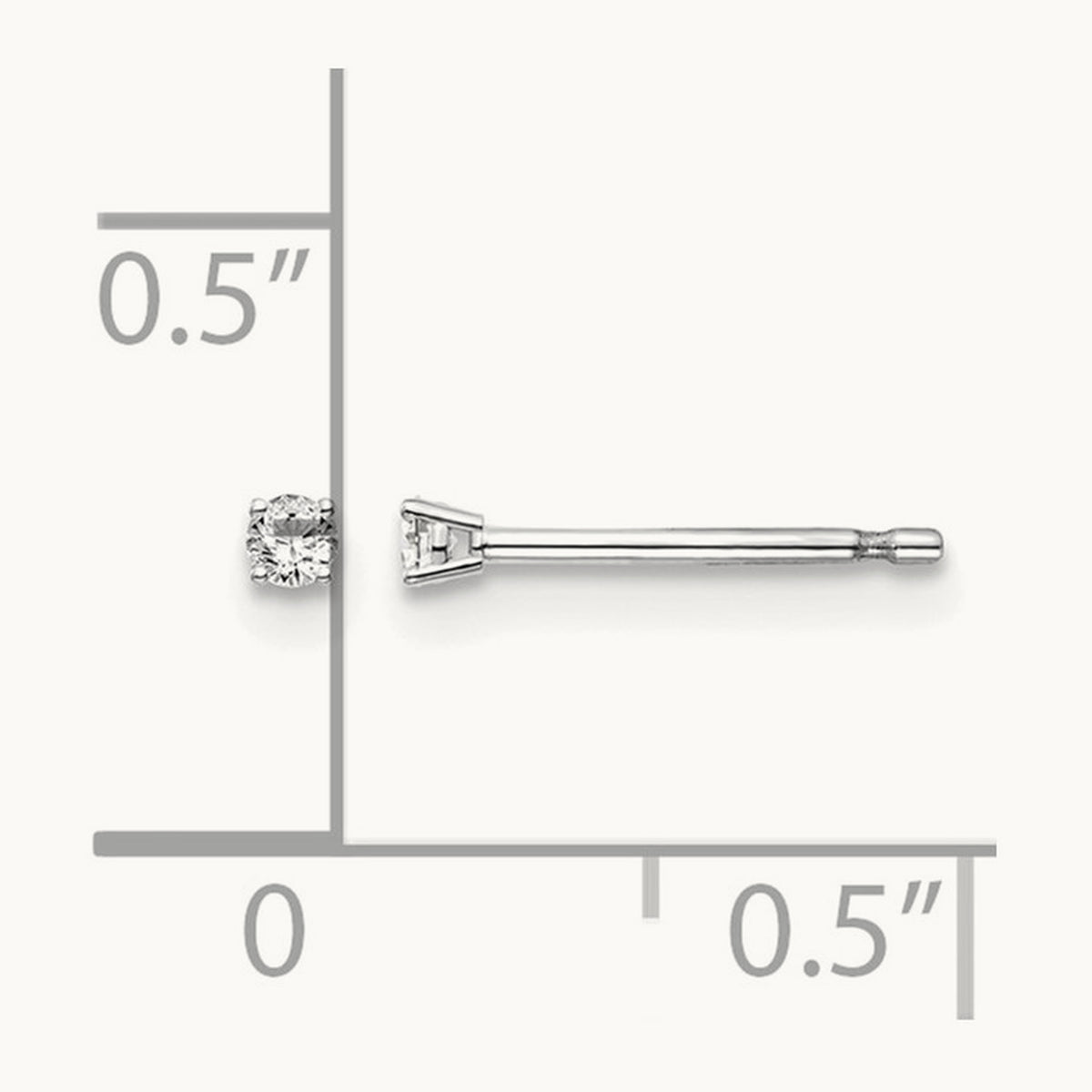 Round Diamond Stud Earrings — 14K White Gold, 0.05 ct tw, I1 J-K · push back