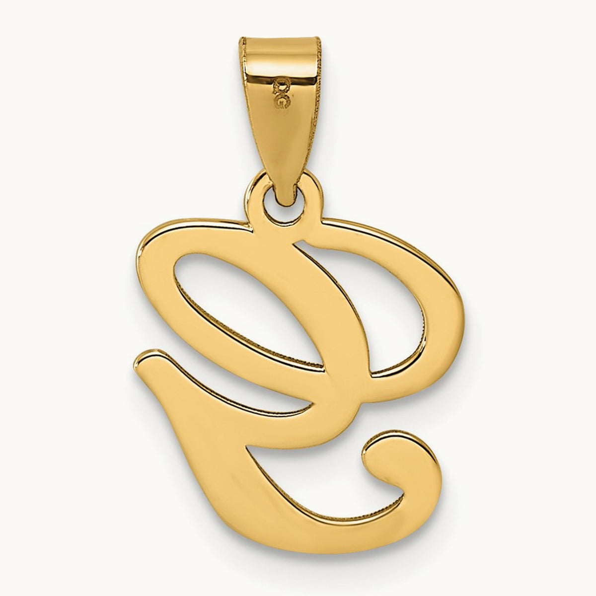 Script Letter G Initial Pendant, 14K Yellow Gold
