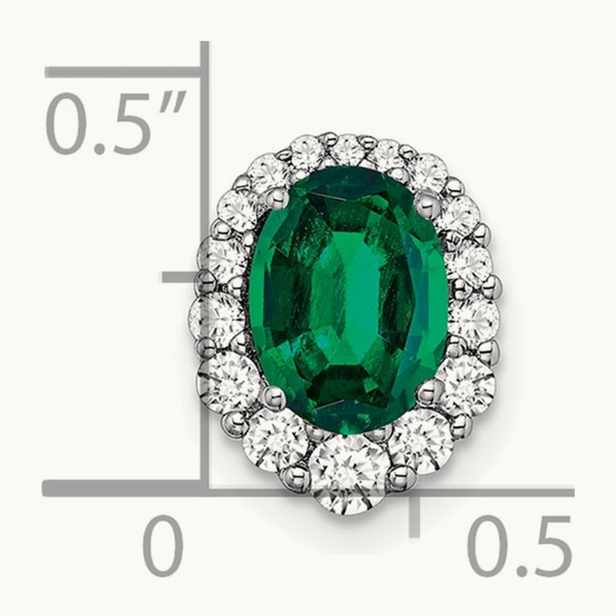 Created Emerald Chain Slide, 0.25 ct tw Lab-Grown Diamond