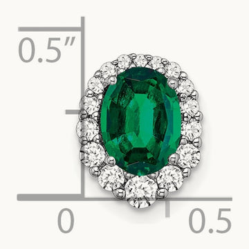 Created Emerald Chain Slide, 0.25 ct tw Lab-Grown Diamond