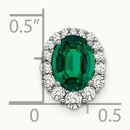 Created Emerald Chain Slide, 0.25 ct tw Lab-Grown Diamond