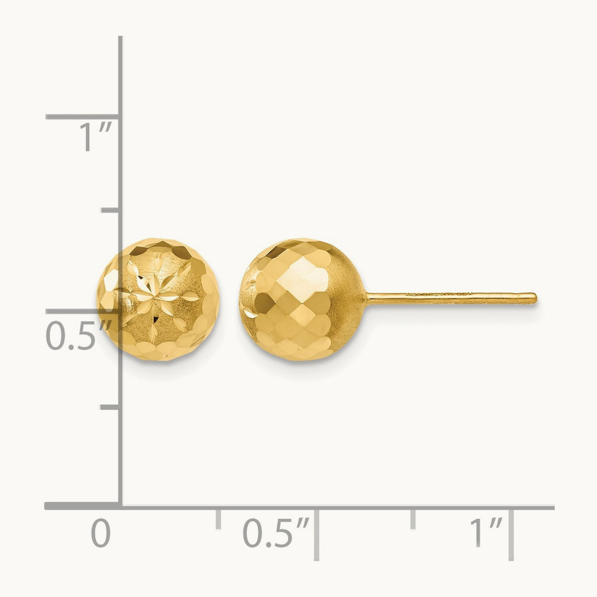 Diamond-cut Mirror Ball Post Earrings — 8mm