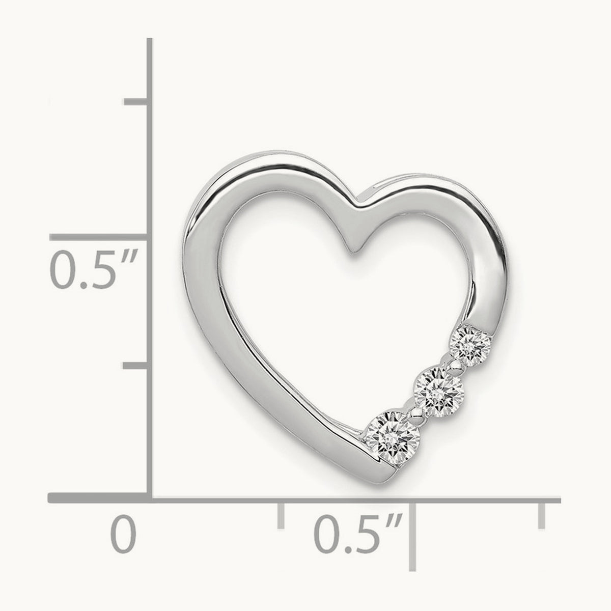 1/6ct. Diamond Heart Chain Slide — 14K White Gold