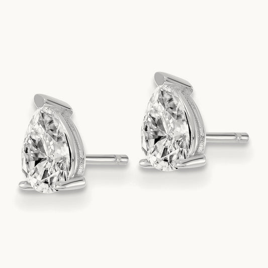 3/4 ctw Lab Grown Dia VS+ F+ Pear 4 Prong Heavyweight Wt Earring, 14K White Gold