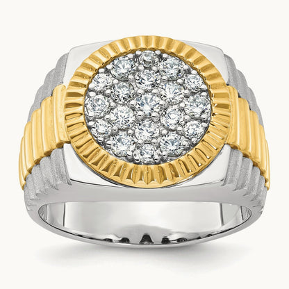 Ribbed Men's Cluster Ring, 1.25 ct tw Lab-Grown Diamond