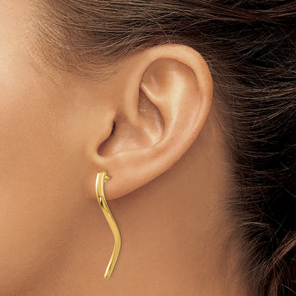 Long Curled Post Earrings — 14K Yellow Gold