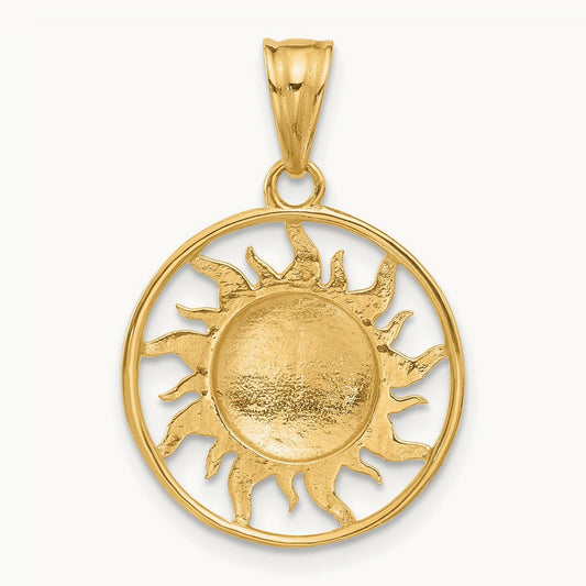 D/C Sun Moon Stars Pendant, 14K with White Rhodium