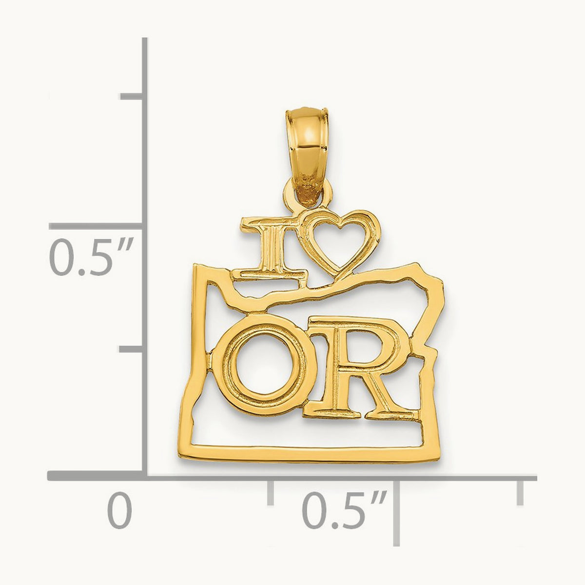 Solid Oregon State Pendant, 14K