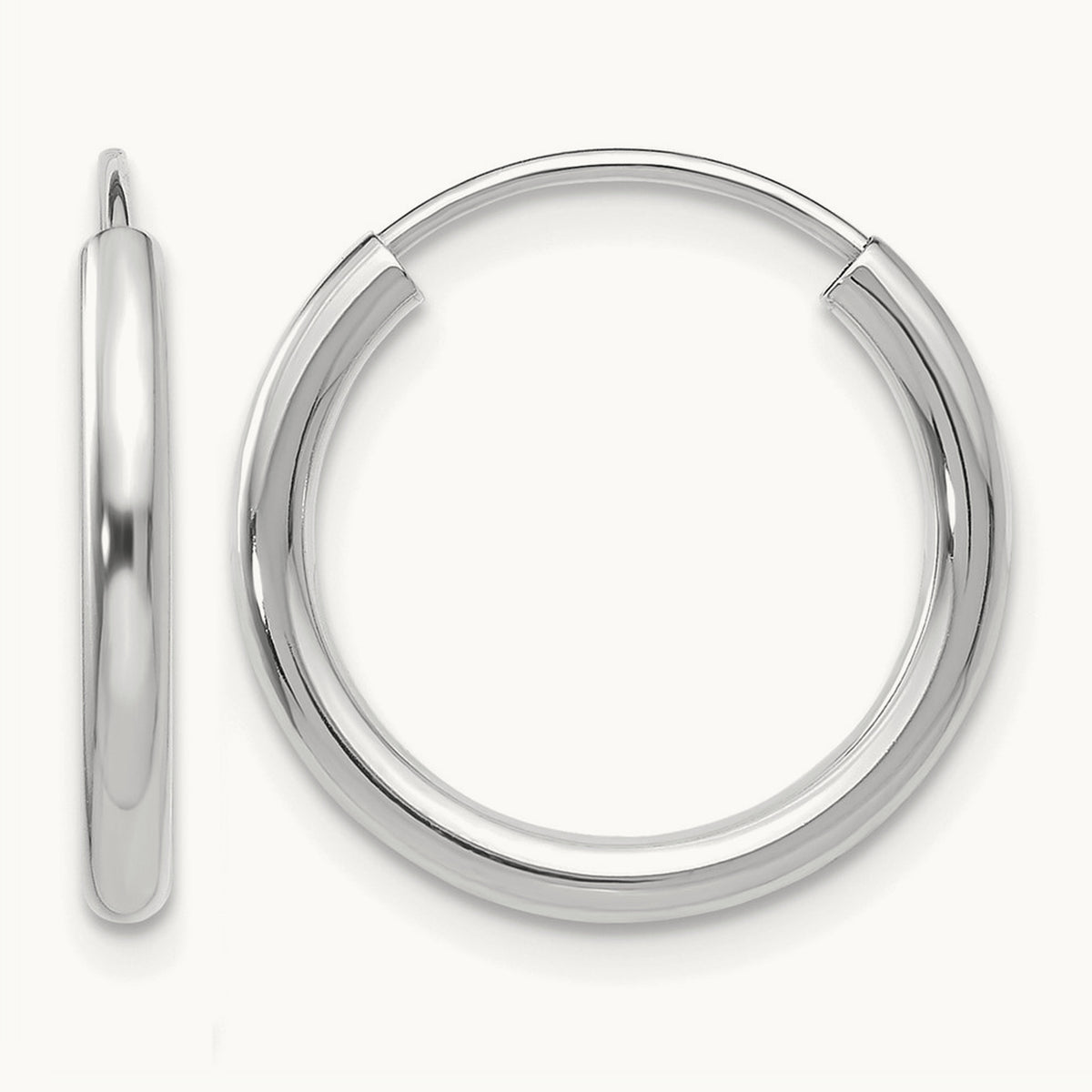 Polished Endless Hoop Earrings — 14K White Gold