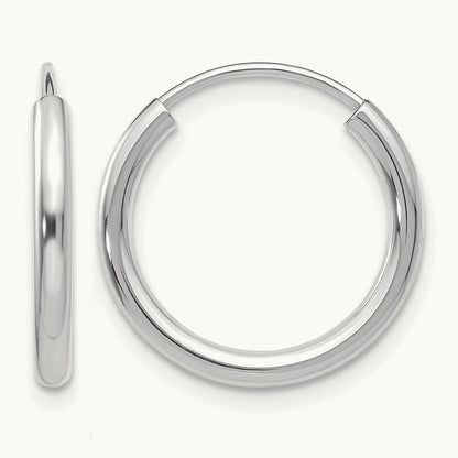 Polished Endless Hoop Earrings — 14K White Gold