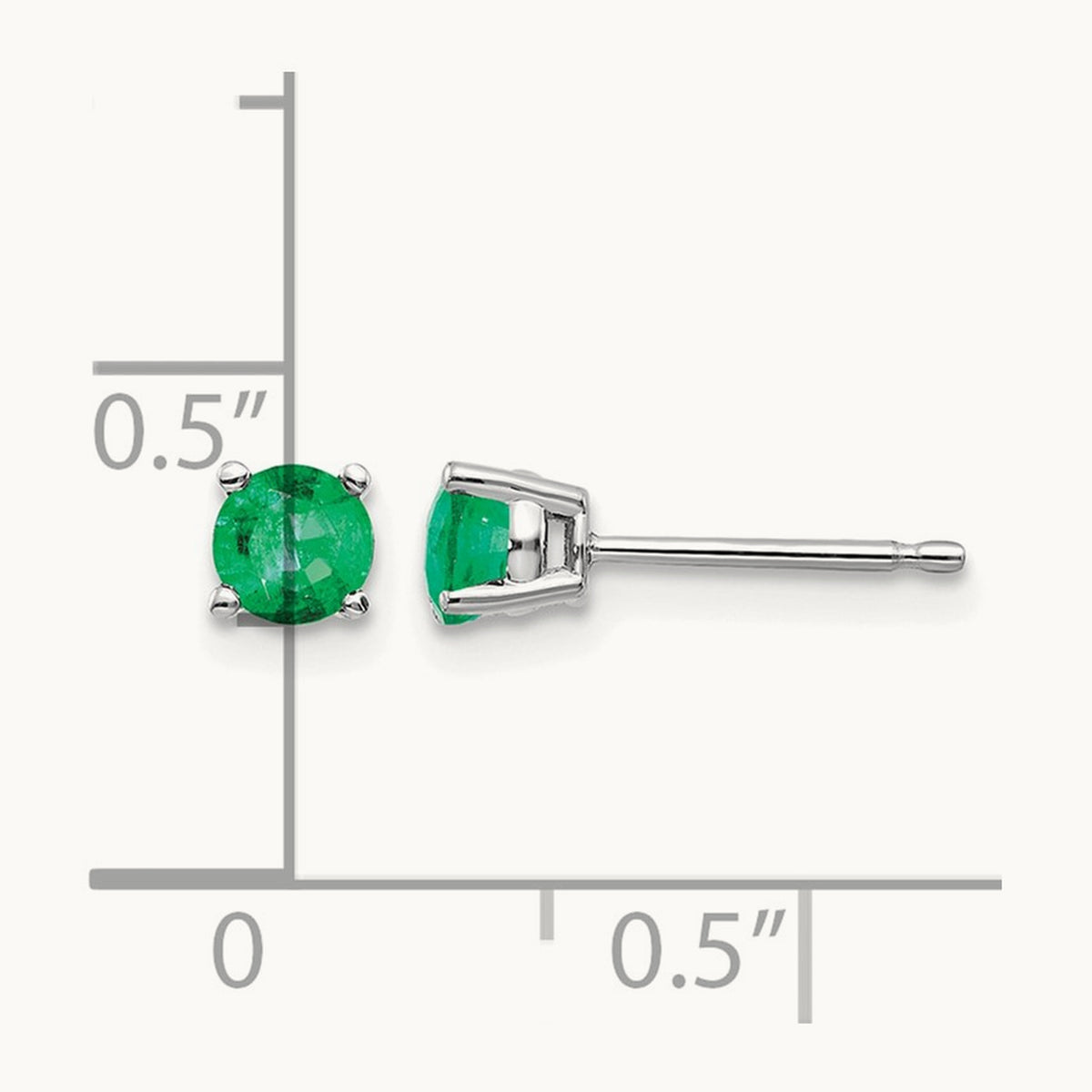 Emerald Earrings, 14K White Gold