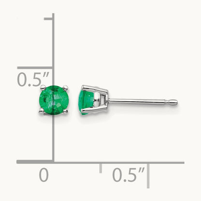 Emerald Earrings, 14K White Gold