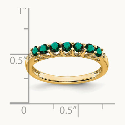 Created Alexandrite and Diamond 7-stone Ring, 14K
