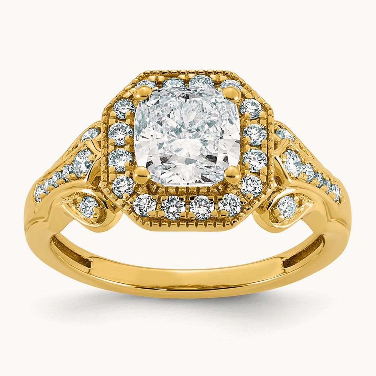Cushion Center Halo Engagement Ring, 1 7/8-4 3/8 ct Lab-Grown Diamond