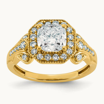 Cushion Center Halo Engagement Ring, 1 7/8-4 3/8 ct Lab-Grown Diamond