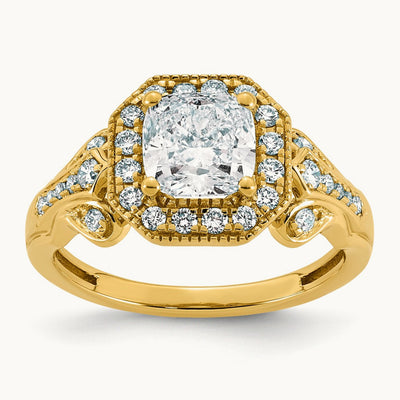 Cushion Center Halo Engagement Ring, 1 7/8-4 3/8 ct Lab-Grown Diamond