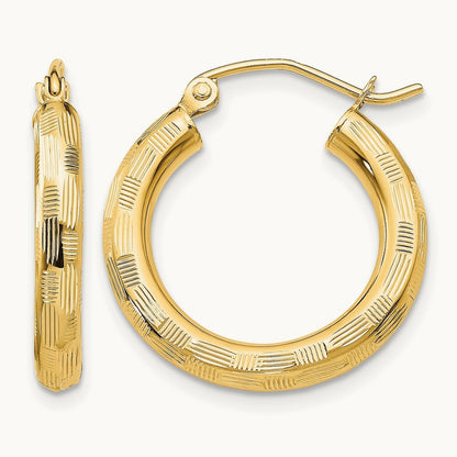 Diamond-cut Hoop Earrings, 14K