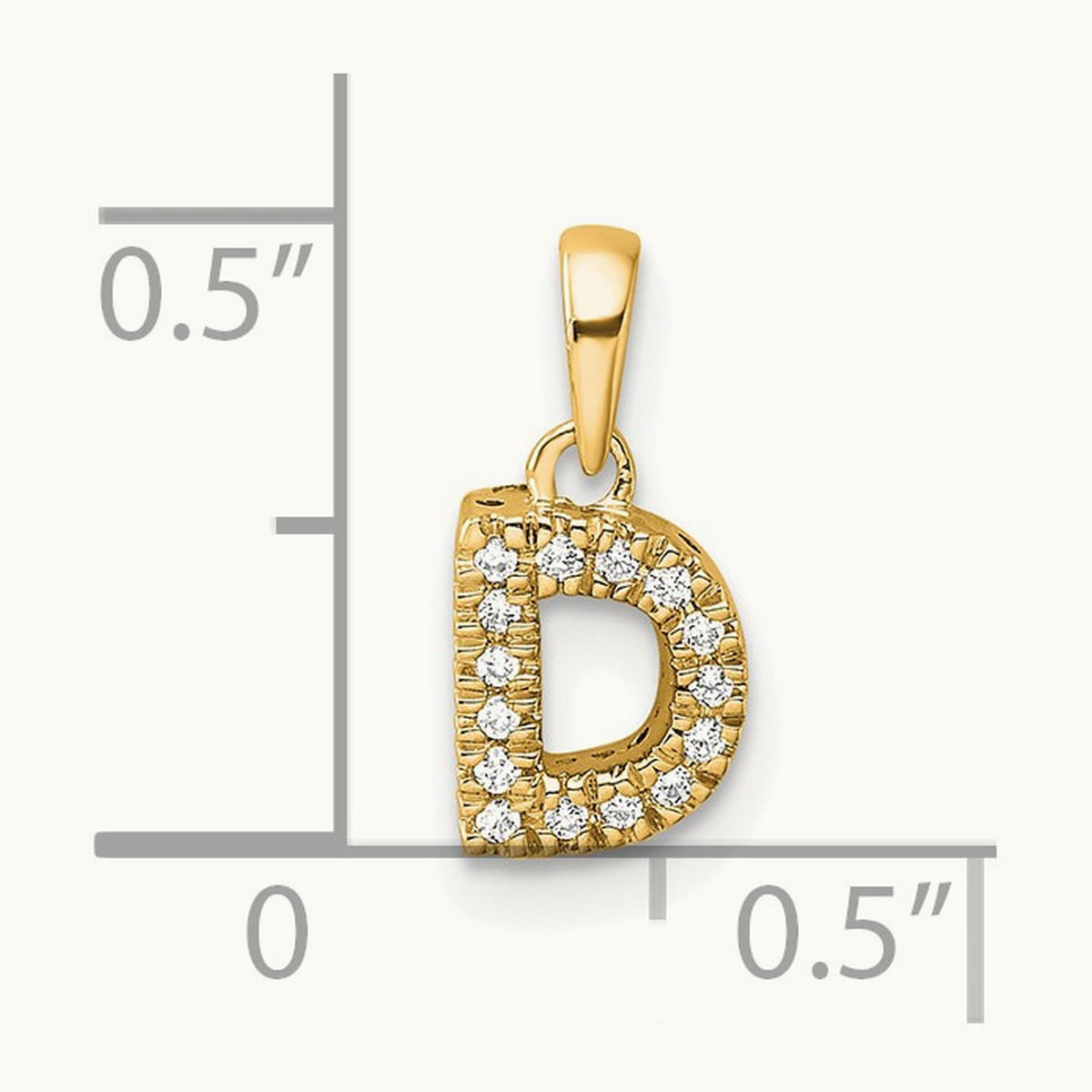 Diamond Initial with Bail Pendant — 14K Yellow Gold, D