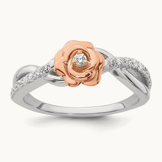 Complete Diamond Bypass Rose Promise Ring, 14K Two-tone