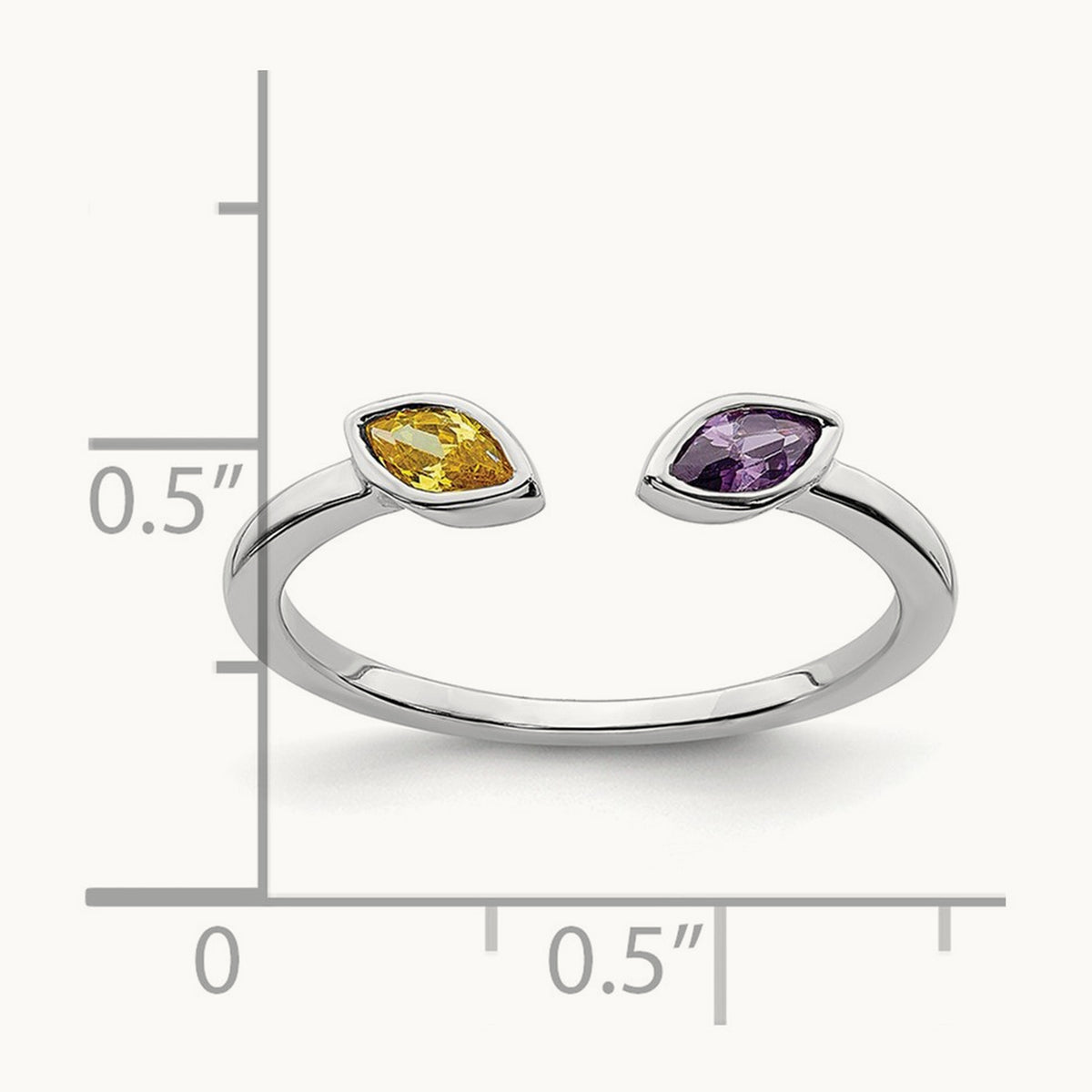 Marquise Amethyst and Citrine Ring, 14K White Gold