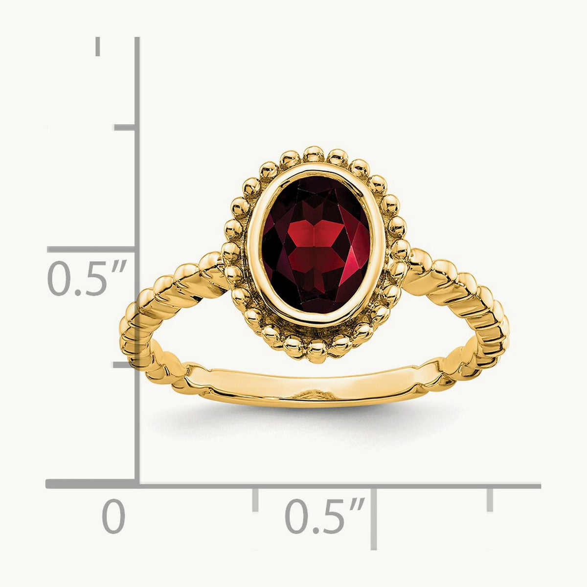 Oval Garnet Ring — 14K Yellow Gold, 7