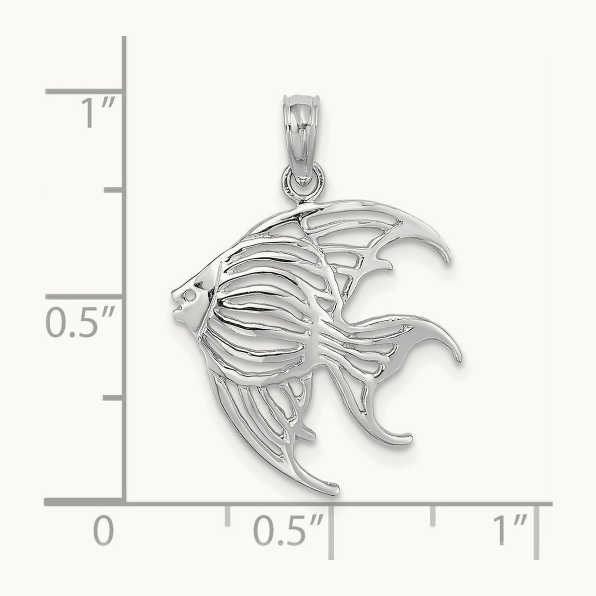 Cut-Out Angelfish Charm — 14K White Gold, 17.1mm