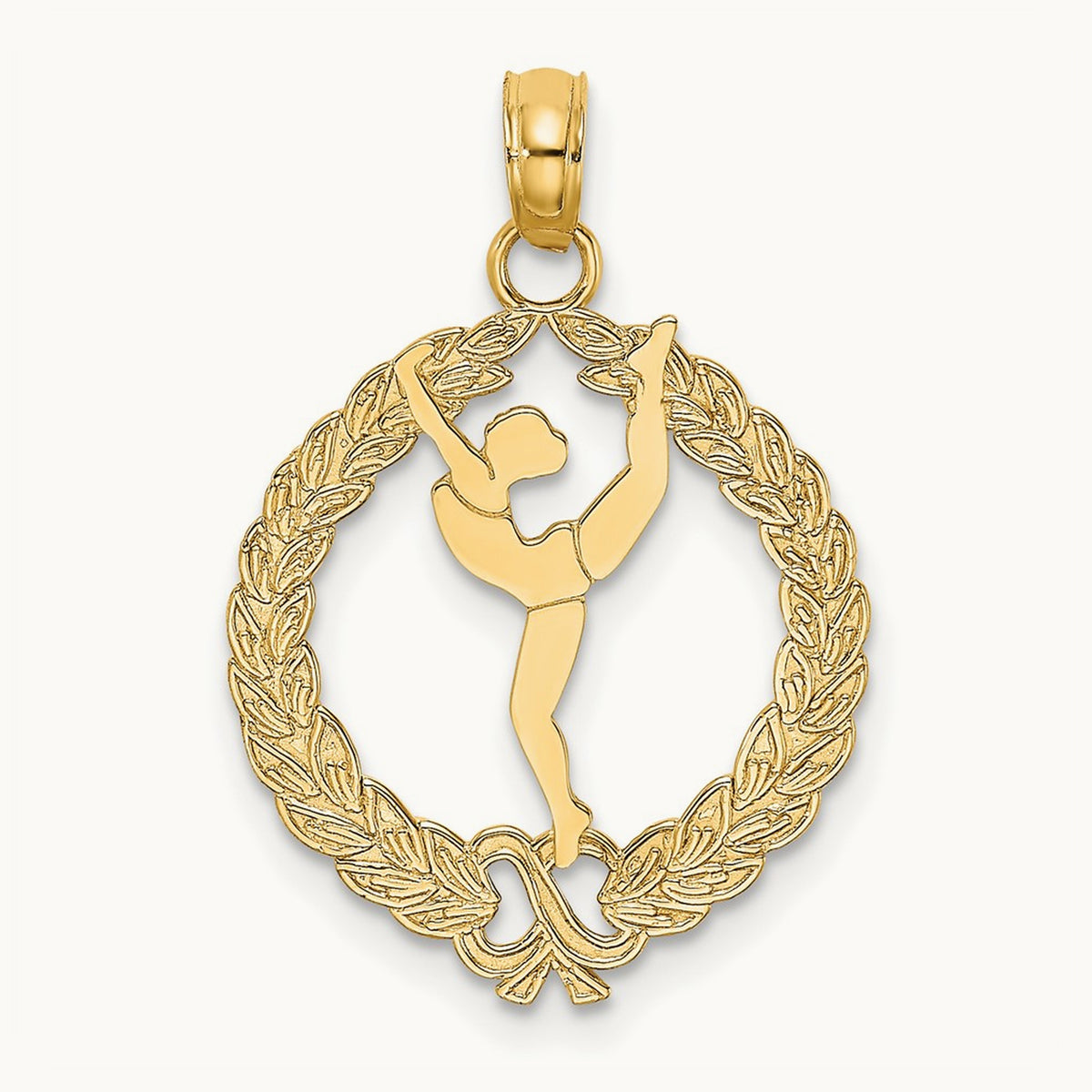 Solid Polished Framed Gymnast Charm, 14K