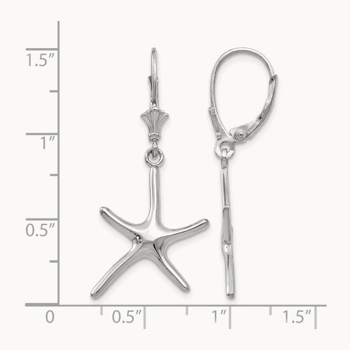 Dancing Starfish Leverback Earrings — 14K White Gold