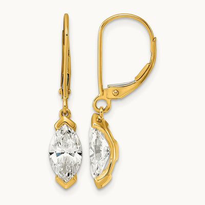 Marquise Half Bezel Set Leverback Earrings, 2.00 ct tw Lab-Grown Diamond