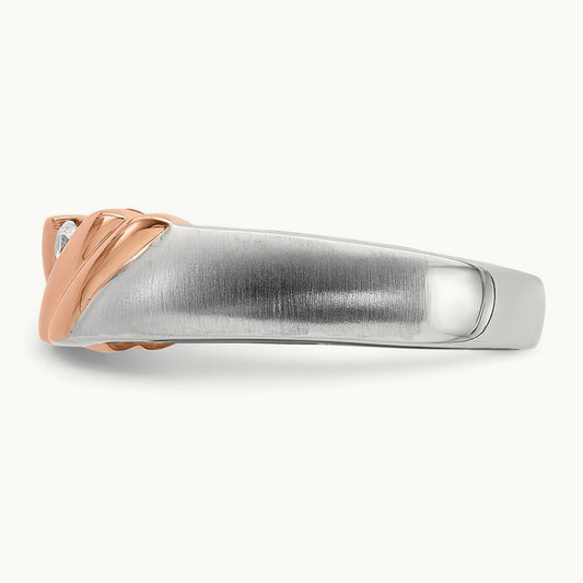 Men's Diamond Band, 14K White with Rose Gold