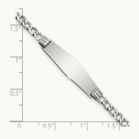 WG Semi-solid Soft Diamond Shape Cuban Link ID Bracelet, 14K