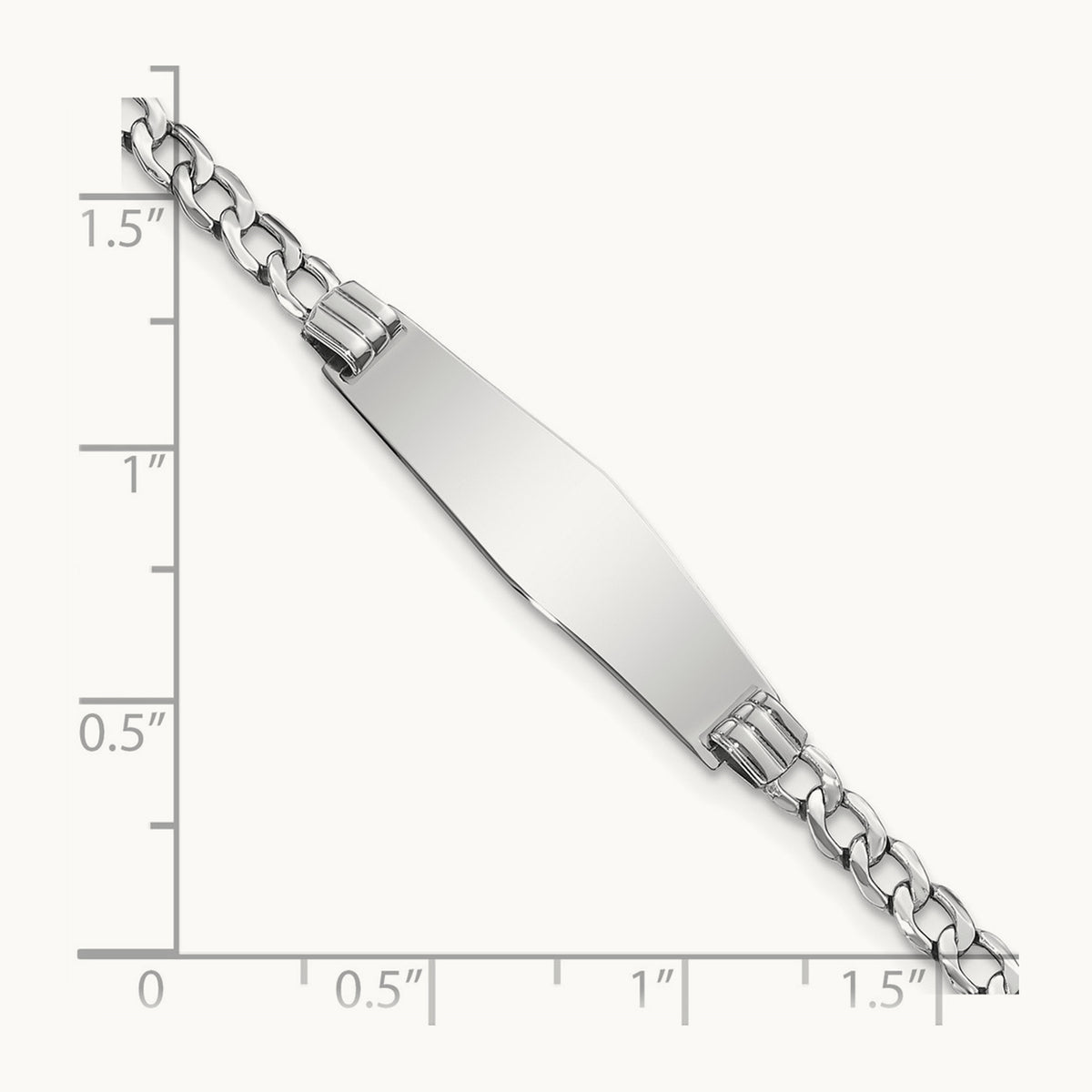 WG Semi-solid Soft Diamond Shape Cuban Link ID Bracelet, 14K
